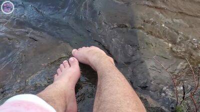 Big Feet And Hairy Legs Splashing At The Beach on freereelz.com