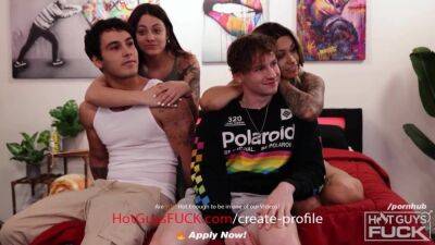 Busty Tattooed Latina Shows New Hunk How To Fuck! - swingers swapping in foursome on freereelz.com