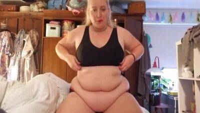 Sexy Fat Blonde With A Fat Belly Eats Cake on freereelz.com