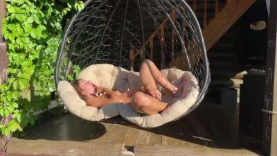 Blonde Fucks Her Didlo With A Big Rubber Dick On A Swing on freereelz.com