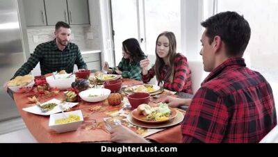 Stepdaughters Fuck Each Other's Stepfathers on Thanksgiving Day - DaughterLust on freereelz.com