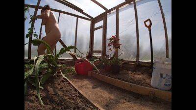 Naked Greenhouse Worker Planting Cacti on freereelz.com