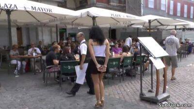 Hot slut gets group fucked in public - Spain on freereelz.com