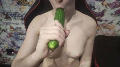 Having fun with a cucumber on freereelz.com