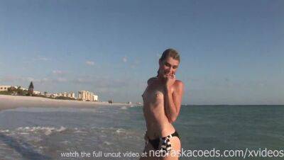 Tiny skinny blonde from st pete florida illegally naked on the beach on freereelz.com