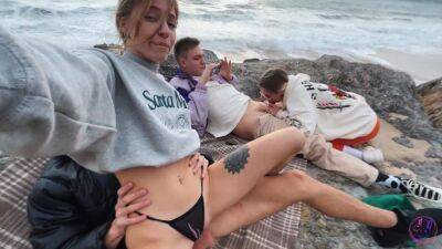 Two couples of perverted friends came to the beach to throw a swinger party - Ukraine on freereelz.com