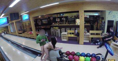 Aroused amateur babe fucked at the bowling alley without knowing she is being filmed - Czech Republic on freereelz.com