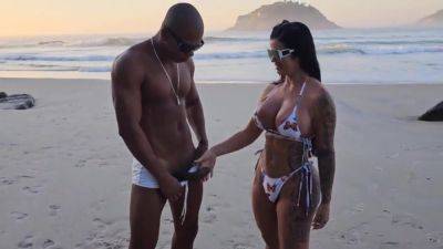 Curvy Latina enjoys a black cock at the beach - Interracial on freereelz.com