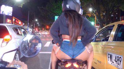 Colombian latina shows off her big ass in public during a motorcycle tour - Colombia on freereelz.com