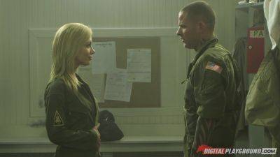 Kayden Kross gets eaten out and screwed by cocky soldier on freereelz.com