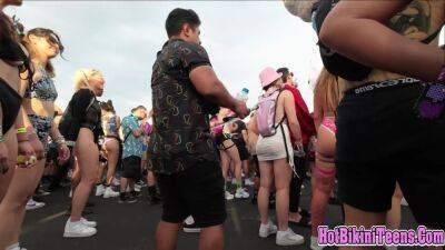 Hot big ass asian raver girl shaking her big ass cheeks at rave festival on freereelz.com