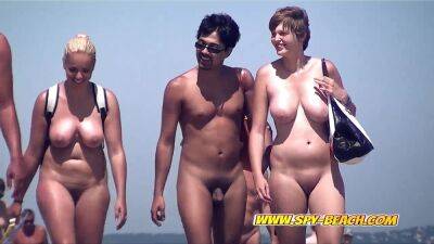 Voyeur Nudist Beach Couple Walking on freereelz.com