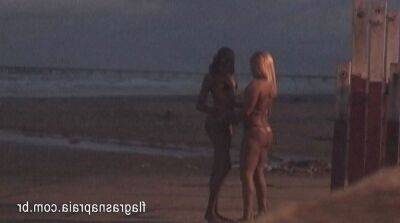 My wife's first time with another woman on the beach - Brazil on freereelz.com