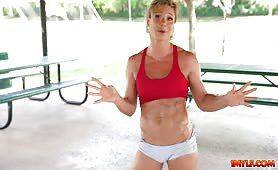 Busty milf wants share how she workouts on freereelz.com