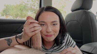 Steamy teen filmed in the car when treating herself with a big dick on freereelz.com