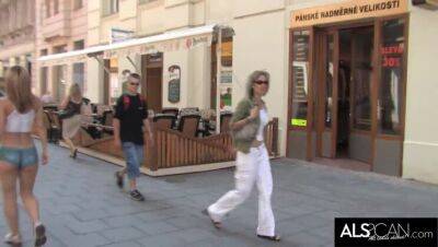 Sexy Babe Sports Painted On Outfit in Public - Czech Republic on freereelz.com