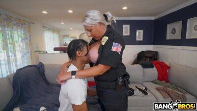 Mature police officer needs a huge black dick to satisfy her lust on freereelz.com