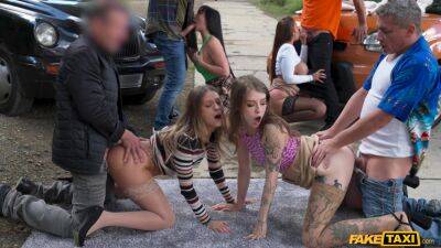 Outdoor orgy leads these fine women to mind-blowing pleasures on freereelz.com