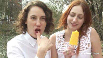 American Babes Explore Each Other's Sexy Bodies Outdoors - Redhead eats icecream and her lesbian girlfriend - Germany - Usa on freereelz.com