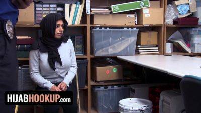 Big Titted Thief Ella Knox Submits Her Plump Pussy To Perv Officer In The Backroom - Hijabi thief reality on freereelz.com