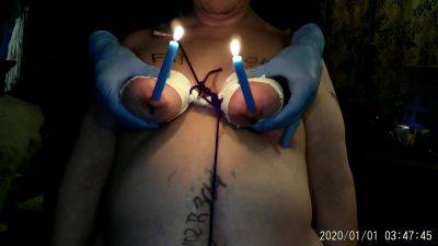 (part 1) Candle Tits - Fat Cow Serves As A Human Candle Holder Bdsm on freereelz.com