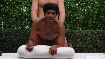 Afro beauty tries endless white dick from behind in backyard casting sessions on freereelz.com