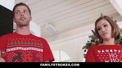 Riley Mae gets a rough Christmas fuck from her stepbro while her family is home! on freereelz.com