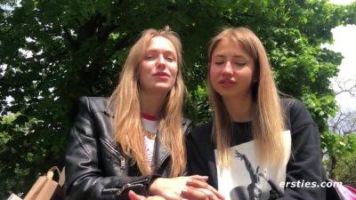 Sexy Couple Take Turns Heating Each Other Up - Blonde lesbians Hd interview outdoors - Germany on freereelz.com