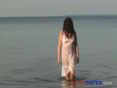 My Pantyhose Girlfriend See Through On The Beach on freereelz.com