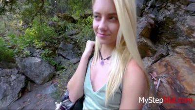 Stepdad pounds his young daughter in the woods - POV cumshot! on freereelz.com