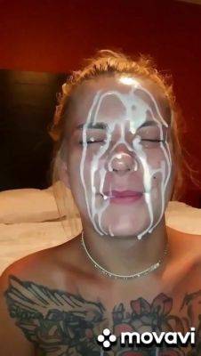 18yo blonde teen slut gets cum on face - facial - Russia on freereelz.com