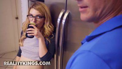 Abby Adams gets her tight blonde ass drilled hard by Sean Lawless in Slurping Teen Reality Kings on freereelz.com