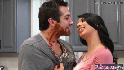 Gina Valentina gets her mouth filled with Donnie Rock's big cock and takes it in the fight on freereelz.com