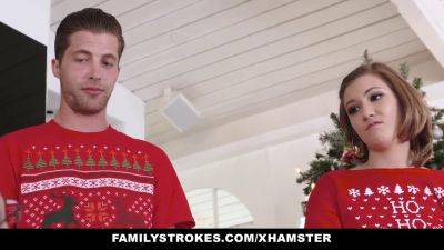 Milane Blanc & Riley Mae get naughty during the holidays with their familystrokes on freereelz.com