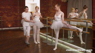 Alluring ballerinas gets the dick they want in flawless threesome kinks on the dance floor on freereelz.com