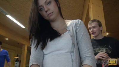 Hot brunette pornstar gets paid to suck and fuck for cash while BF watches in POV - Czech Republic on freereelz.com