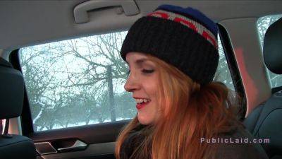 Redhead Amateur Fucks In Warm Car In Public on freereelz.com