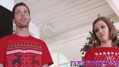 Stepbro gets nailed by his hot stepdaughter after a Christmas blowjob on freereelz.com