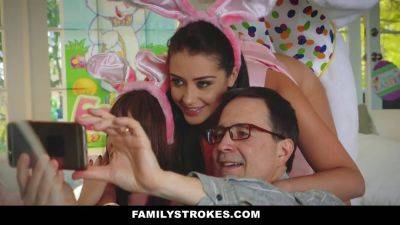 Tommy Gunn, Krissy Lynn & Avi Love in a wild family strokes cosplay with Easter Bunny Stepuncle on freereelz.com