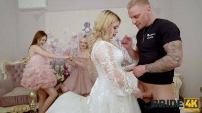 Bridesmaids and braid found out that the groom is cheating, so they fucked a best man in a FFFM - Russia on freereelz.com