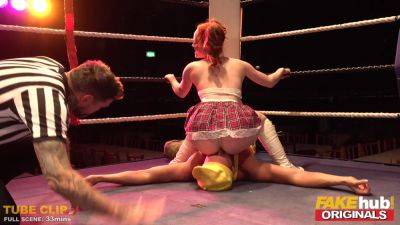 Redhead schoolgirl Ella Hughes rock inches in crazy Wrestling show - Britain on freereelz.com