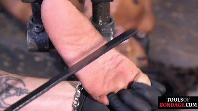 Poor BDSM Ebony babe feet whipped by rough CMNF master on freereelz.com