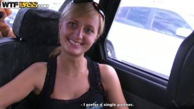 Blonde Teen's Car Threesome: Deepthroat, Facial, and Outdoor Action with Vova and Zoya on freereelz.com