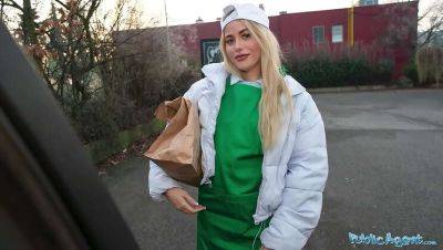 Blonde Waitress Public Blowjob on freereelz.com