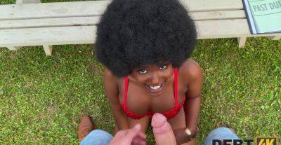 Curly ebony princess enjoys tasty dong in backyard POV romance on freereelz.com