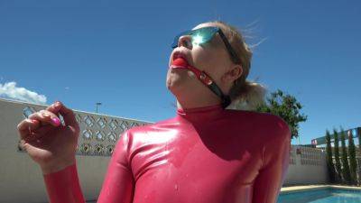 Ukcutegirl Ball Gagged Drooling Over Latex Dress P on freereelz.com