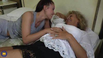 Mature Lesbians Isadora and Malinde: A Blonde and Brunette Playtime on freereelz.com