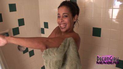 Hot Fit Latina Strips Nude And Showers on freereelz.com