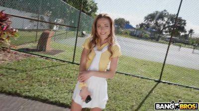 Getting picked-up by a stranger, Alexis James goes full slut after tennis on freereelz.com