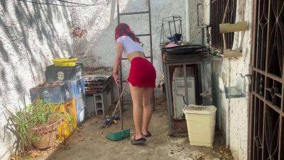 Stepdaughter Bibi in Skirt Washes Clothes - I Can't Resist Her Backside on freereelz.com